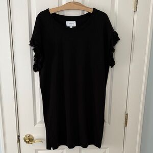 Current/Elliott Black Fringe Sleeve T-Shirt dress women’s size 1 (small)